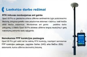 RTK GNSS imtuvas ant gairės su lauko valdikliu